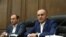 Armenia- Opposition lawmakers Artsvik Minasian (left) and Seyran Ohanian hold a news briefing in Yerevan, October 29, 2021.