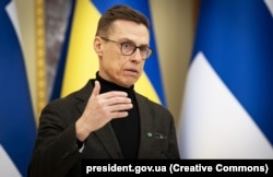 Президент Финляндии Александр Стубб во время визита в Украину. Киев, 3 апреля 2024 года