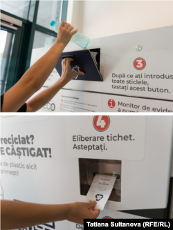 Într-un centru de business din Chișinău, a fost instalat un aparat de reciclare a PET-urilor. Administrația clădirii oferă cadouri celor care vor recicla câte 100 de PET-uri