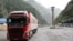 RUSSIA - An Armenian commercial truck passes through the Russian-Georgian border crossing at Upper Lars, June 21, 2023.