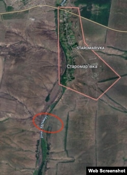 Супутниковий знімок, на якому видно ділянку будівництва залізничного мосту через річку Кальміус. Телеграм-канал Андрющенко Time