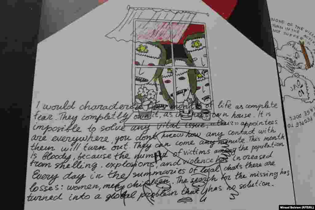 Jana kaže da preko likovnih radova mladi ljudi iz Ukrajine pričaju priče i prikazuju načine na koje su rat i okupacija uticali na njihove živote.