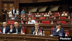 Armenia - Deputies from the opposition Hayastan alliance attend a parliament session in Yerevan, May 21, 2024.