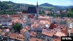 Панорама города Чески-Крумлов, который включен в список Всемирного наследия ЮНЕСКО