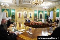 Заседание Священного Синода РПЦ, которым была образована «Крымская митрополия». Москва, 7 июня 2022 года