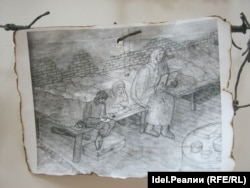 Рисунки башкортостанских художников, посвященные салаватским лагерям, с выставки "Эхо прошлого"