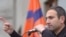 Nikol Pashinian speaks to opposition supporters.