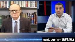 Hrachya Hakobian, a member of parliament from the ruling Civil Contract party, is interviewed by Harry Tamrazian, RFE/RL's Armenian Service, Prague/Yerevan, 22Aug,2021 