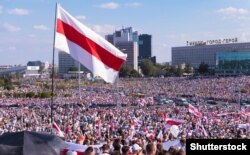 Під час «Маршу свободи» в Мінську, 16 серпня 2020 року