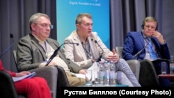 Слева направо: Борис Немировский, Юрий Гудыменко, Сергей Чиливник. Загреб, 11 ноября 2025 года