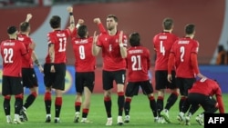 Վրաստանի ֆուտբոլիստները տոնում են հաղթանակը, Թբիլիսի, 26 մարտի, 2024թ.