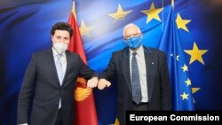 Dritan Abazović, premijer Crne Gore, Žozep Borelj, šef evropske diplomatije, prilikom susreta u Briselu 17. marta 2021. 