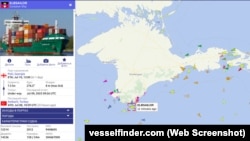 Позначення контейнеровозу ELBSAILOR біля берегів Криму, 9 липня 2025 року, скриншот сайту www.vesselfinder.com