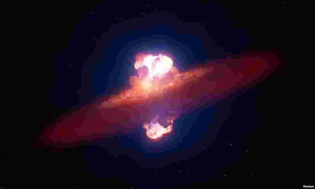 Звезда, взорвавшаяся в конце своего жизненного цикла. Она находится на расстоянии около 22 миллионов световых лет от Земли в галактике NGC 3621. Европейская южная обсерватория/L. Calcada