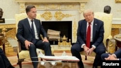 Президент США Дональд Трамп во время встречи с генеральным секретарем НАТО Марком Рютте объявляет о намерении ввести "жестокие" санкции против России и стран, закупающих российские энергоносители