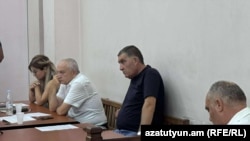 Armenia - Police officer Aram Navasardian stands trial in Yerevan, July 29, 2025.
