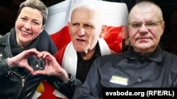 Вызваленьне палітвязьняў. Марыя Калесьнікава, Алесь Бяляцкі, Віктар Бабрыка. Спэцыяльны эфір Свабоды. Ілюстрацыйны каляж. 