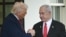 (FILES) US President Donald Trump shakes hands with Israeli Prime Minister Benjamin Netanyahu as Netanyahu departs the White House in Washington, DC, on April 7, 2025.