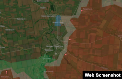 Синя зона – територія в селі Новий Комар на момент звільнення, за даними проєкту DeepState