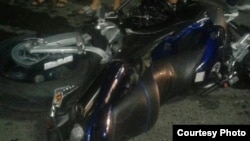 Жол кырсыгына кабылган мотоцикл. 